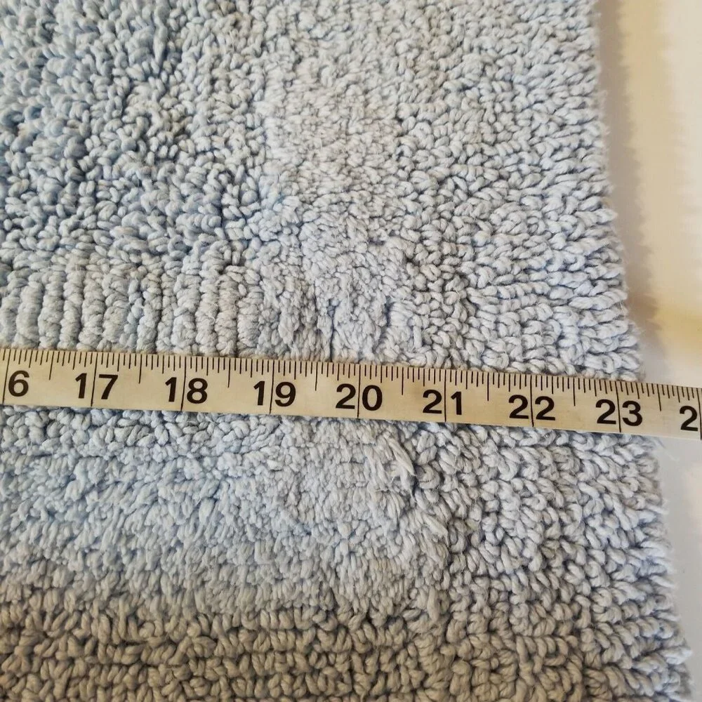 Vintage 80s Bathroom Mat Rug Heavy Cotton Washable Made in USA Blue - Picture 3 of 9